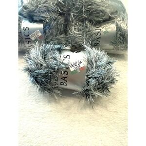 Lana Grossa Venezia Color 408 Grey Silver Eyelash Yarn‎ 3 Skein Bundle Italy